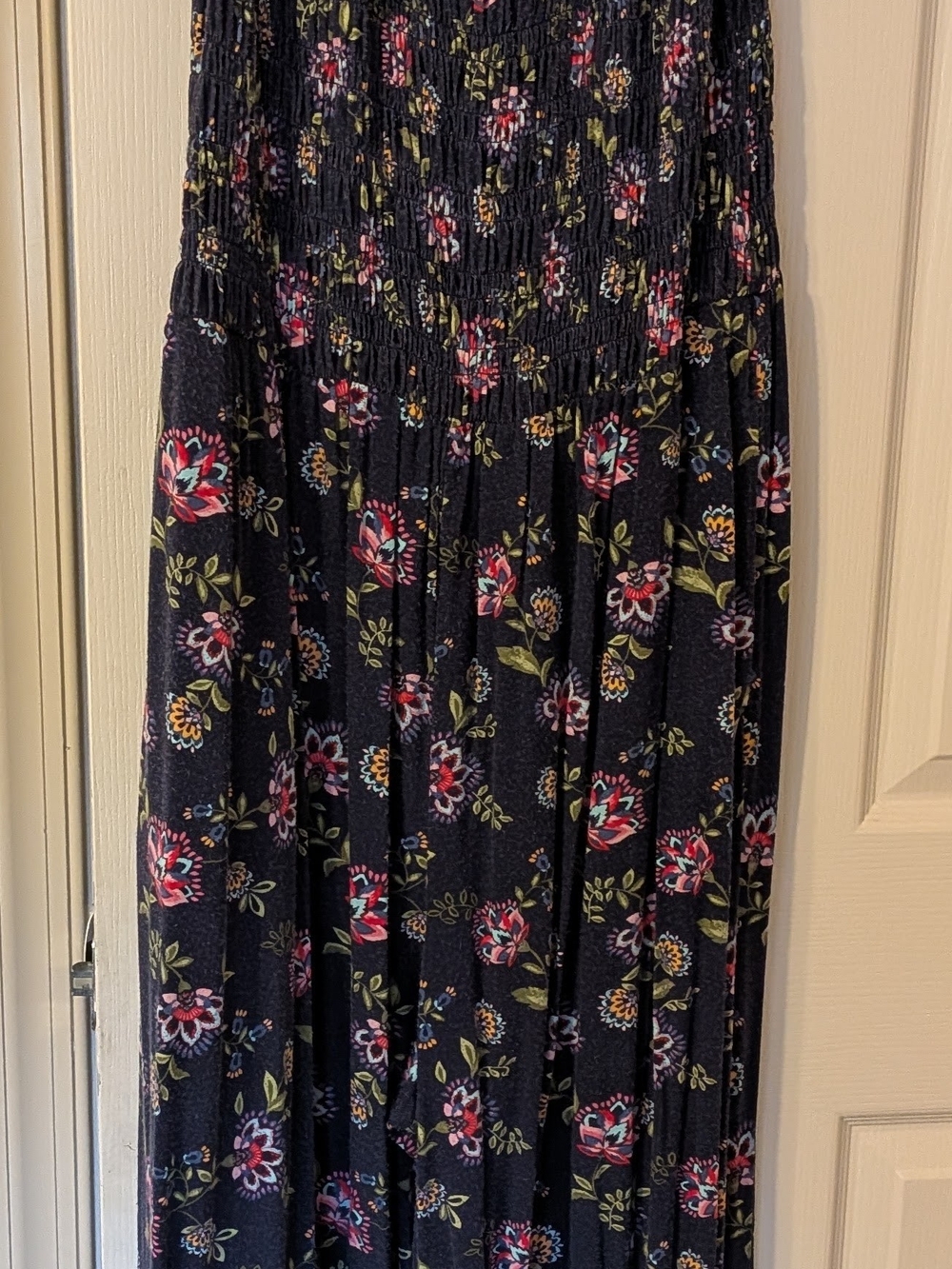 Lane Bryant Navy Jumpsuit with Pink & Green Floral Print